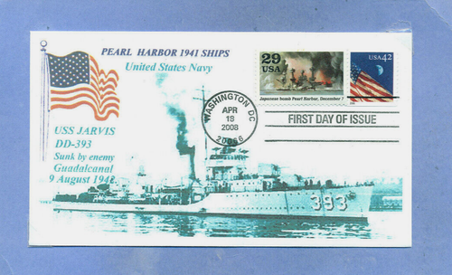 2559i USS JARVIS DD-393 Pearl Harbor 1941 Blue Photo Destroyer Naval Flag F Day