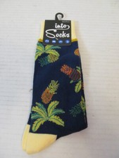Into Socks Pineapple Fits Shoe 7-12, Blue Yellow