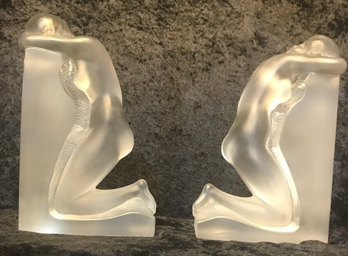 Lalique Nude Reverie Frosted and Clear Book Ends One My 400 + Lalique Listings - Picture 9 of 12