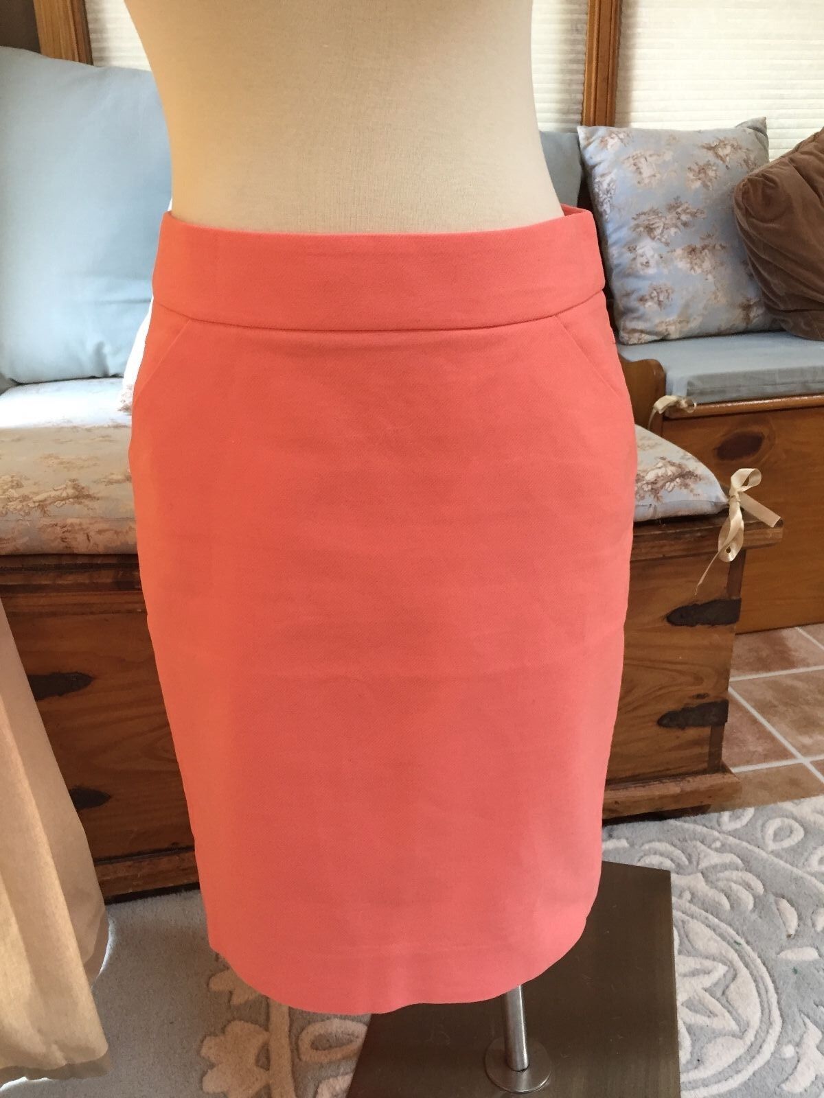 J. Crew Coral Salmon Pink The Pencil Skirt 6 Exce… - image 1