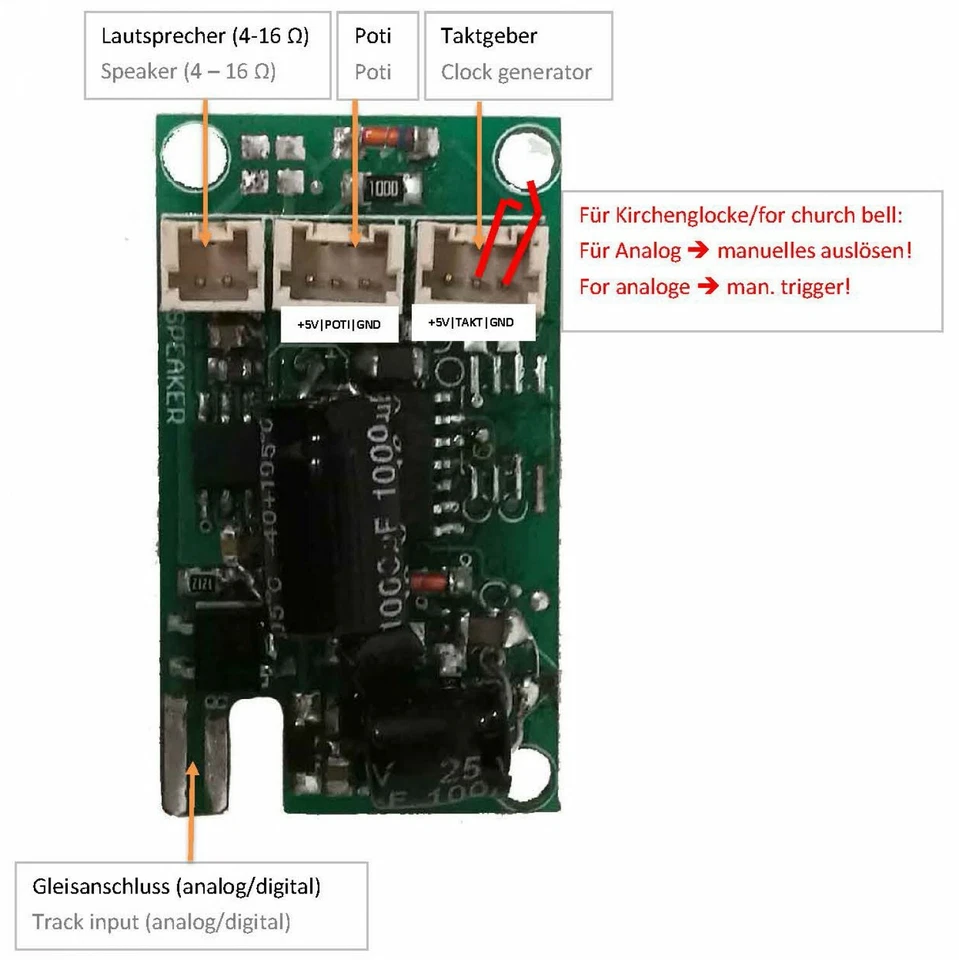 Dampfsound BASIC-S für alle Loks und Wagen Spur-G für Garteneisenbahn Zubehör - Bild 2 von 4