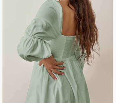 sleeves sage green dress Sage Green Puff Sleeve Midi Dress – Reistor