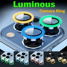For iPhone 16 15 Pro Max 14 Pro 13 12 Luminous Camera Ring Lens Protector Glass