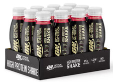 Optimum Nutrition High Protein Shake Bottles, Strawberry Flavour, 330ml x 12