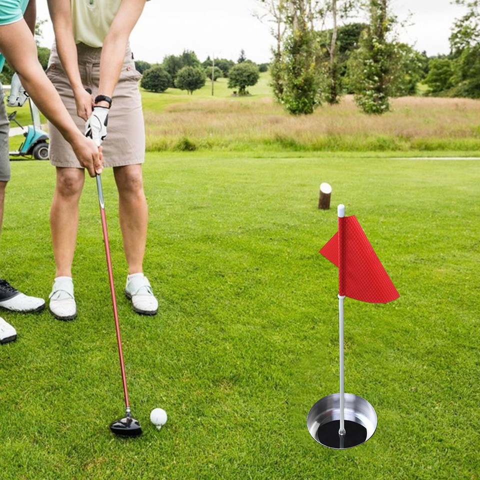 1xStainless Steel Golf Hole Cup Flag Outdoor Golf Trainer Ball Hole