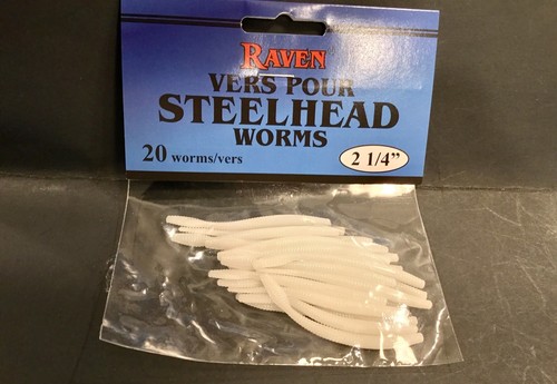Raven Steelhead / Trout Worms 3 1/2" White, 20 Per Pack - Picture 2 of 2