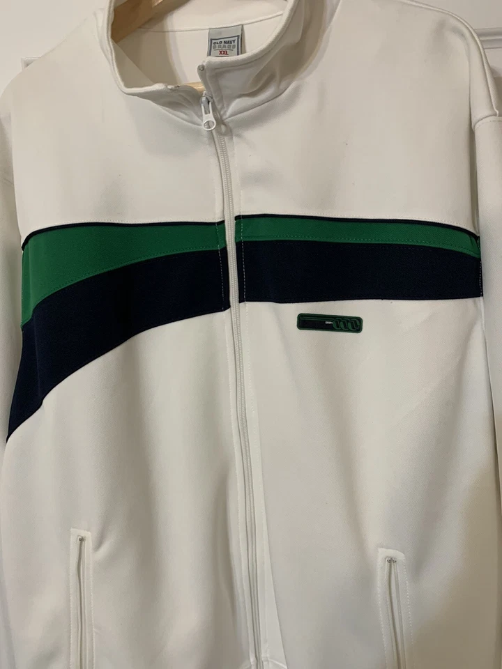 Chaqueta deportiva Old Navy para hombre talla XXL manga larga verde con cremallera blanca Foto 3 de 4