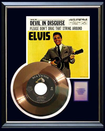 ELVIS PRESLEY DEVIL IN DISGUISE 45 RPM GOLD RECORD RARE NON RIAA AWARD RARE! - Foto 1 di 1