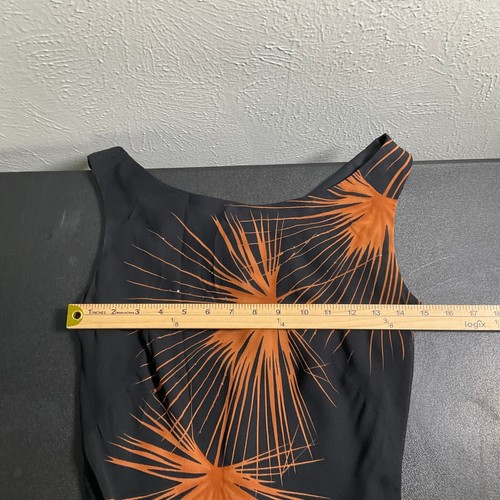 ABS Evening Allen Schwartz Silk Maxi Dress Sleeveless Formal Black Orange 6 - Picture 10 of 14