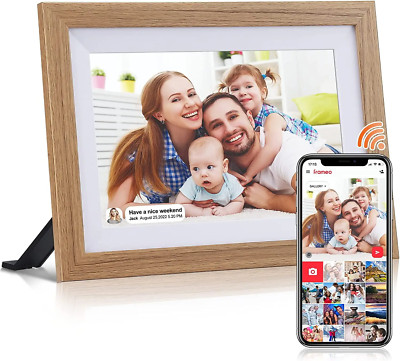 Digitaler Bilderrahmen 10,1 Zoll Full IPS Display Touch, WIFI, Frameo 32GB, Holz