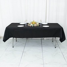 54" x 96" BLACK Premium Polyester Rectangular TABLECLOTH Party Events Supplies