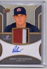 2009 Upper Deck USA Baseball Drew Pomeranz Autograph Patch RC  18/25 Auto