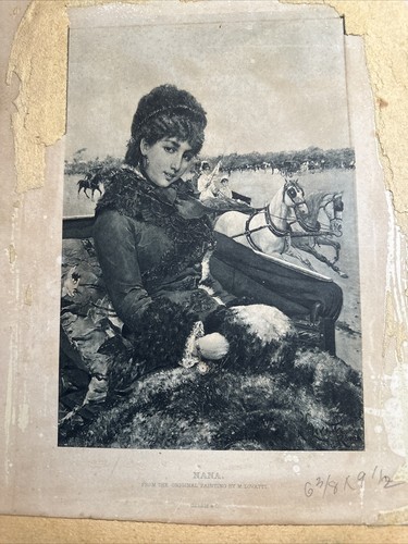 1880s Italian Print NANA By M Lovatti Antique Come Hither Look Carriage Horses - Picture 16 of 19