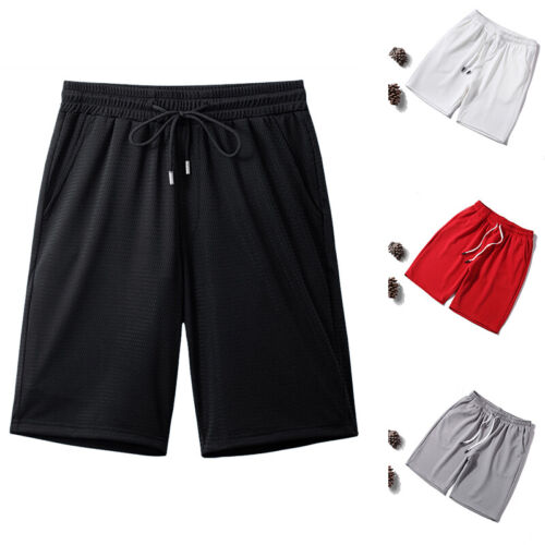 Herren Fitnessstudio Bodybuilding Shorts schnell trocknende Taschen Netz Training Laufen Sport - Bild 4 von 17