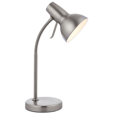 Verstellbare Hals Schreibtischlampe Satin Nickel Industrial Metallschirm Tisch Arbeitsleuchte