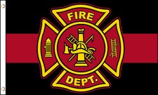 Fire Department Thin Red Line Flag 3x5 ft Maltese Cross Firemen Fireman Memorial