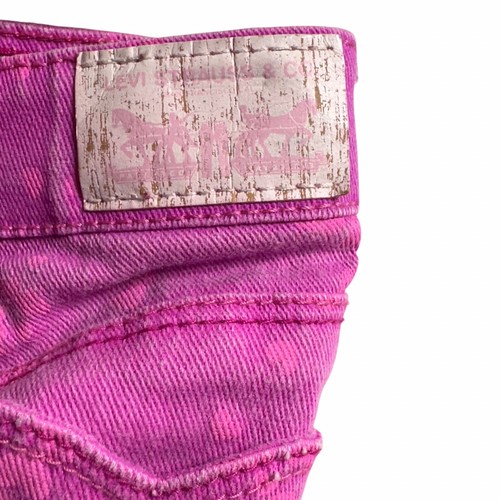 Levi's Girls 6 Regular Midi Shorts Pink Hearts Denim Roll Cuff Adjustable Waist - Picture 10 of 12