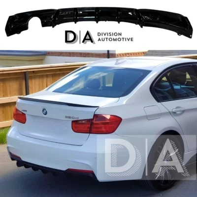 DIVISION AUTOMOTIVE BMW 3 SERIES F30 F31 GLOSS BLACK REAR DIFFUSER VALANCE SPOILER LIP SINGLE EXIT