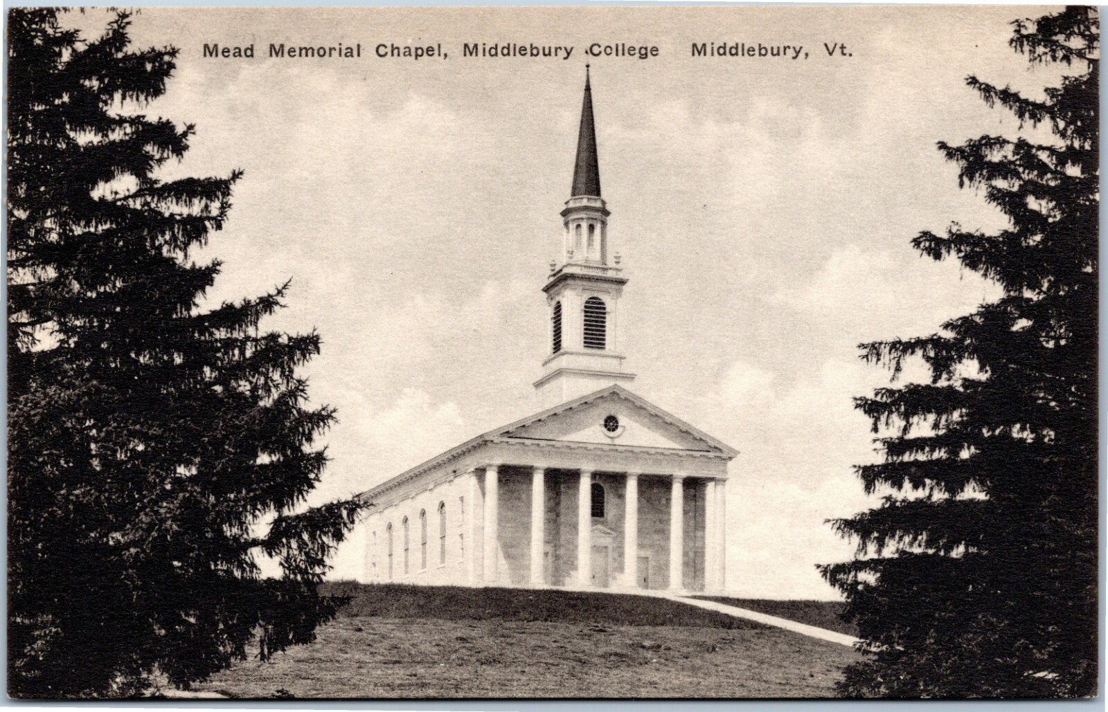 Mead Memoral Chapel, Middlebury College, Vermont Albertype postcard