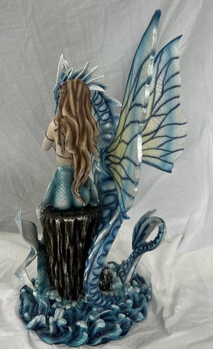 Ebros Large Nautical Blue Mermaid Feeding Leviathan Ocean Dragon Fairy Statue - Picture 7 of 16
