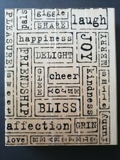 Stampin Up Word by Word Background Rubber Stamp Laugh Friend Bliss Joy Cheer