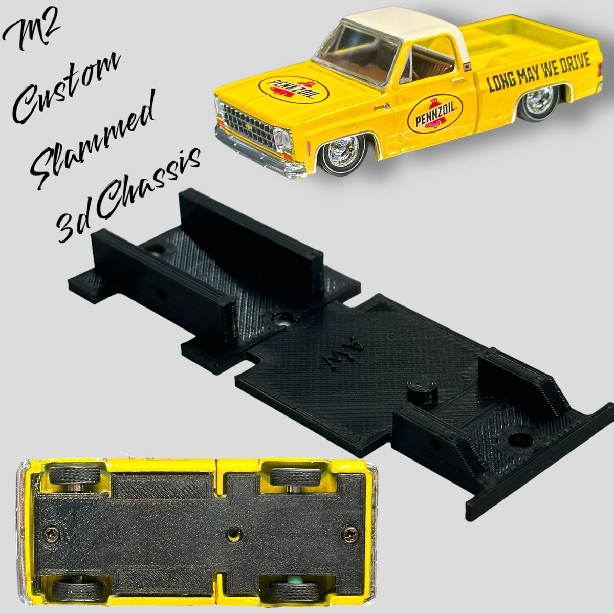 CUSTOM LOWRIDER BASE for M2 Machines C-10 Square Body 1/64 CUSTOM LOWRIDER BASE for M2 Machines C-10 Square Body 1/64