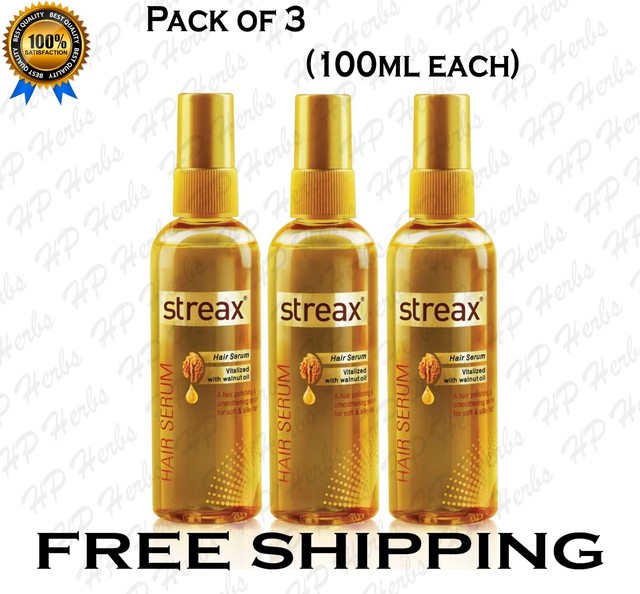 Paquet De 3 Streax Hair serum 100 ML pour Femmes & Hommes - Contiennent walnut Paquet De 3 Streax Hair serum 100 ML pour Femmes & Hommes - Contiennent walnut
