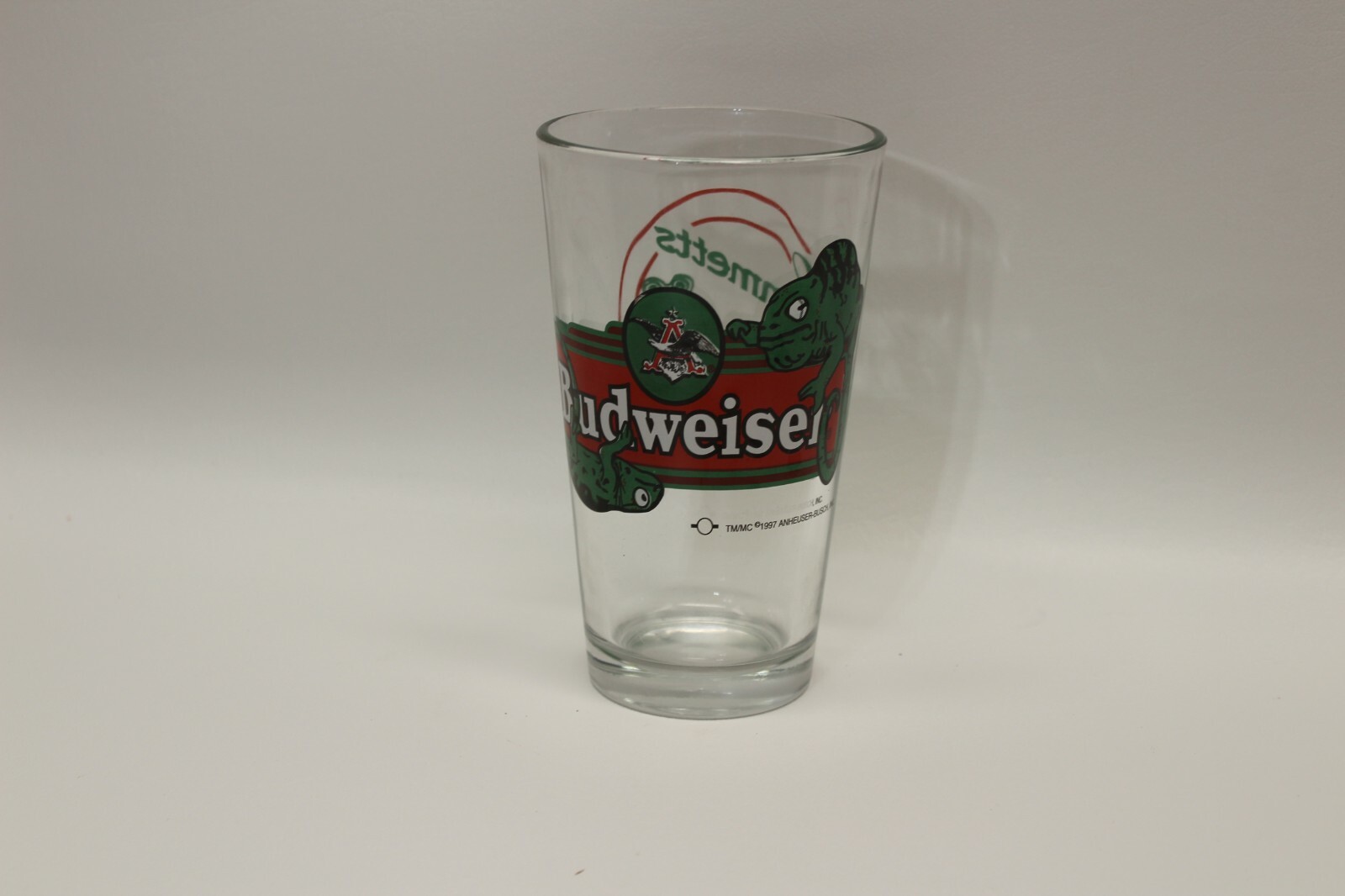 Vintage 1997 Budweiser Louie the Lizard Glass Anheuser-Busch Bar Pint Glass Cup