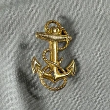 Vintage Sterling Silver Navy Anchor Pin Gold Plated