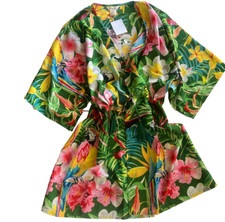 NEW Gypsie Blu Tropical Parrot Floral Kimono Beach Cover-Up One Size Fits All