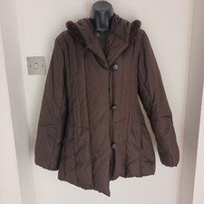 Larry Levine Down Coat Brown Winter Autumn Spring Size Xs 8 10 Hooded Jacket