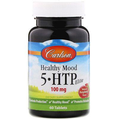 Carlson Labs  Healthy Mood  5-HTP Elite  Natural Raspberry Flavor  100 mg  60 Ta