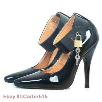 Fetish Pointy Toe Stilettos High Heels Lockable Padlock