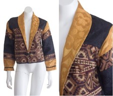 Vintage 90s Flashback Size L Southwest Aztec Textured Tapestry Blazer Jacket