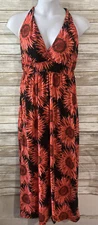 Allison Brittney Dress Womens L Large Pink Floral Maxi Sundress Sunflower j222