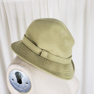 Made In Italy Wool Panama Hat Green Sue- green wool felt winter fedora hat for women – Bronteshop main image 2