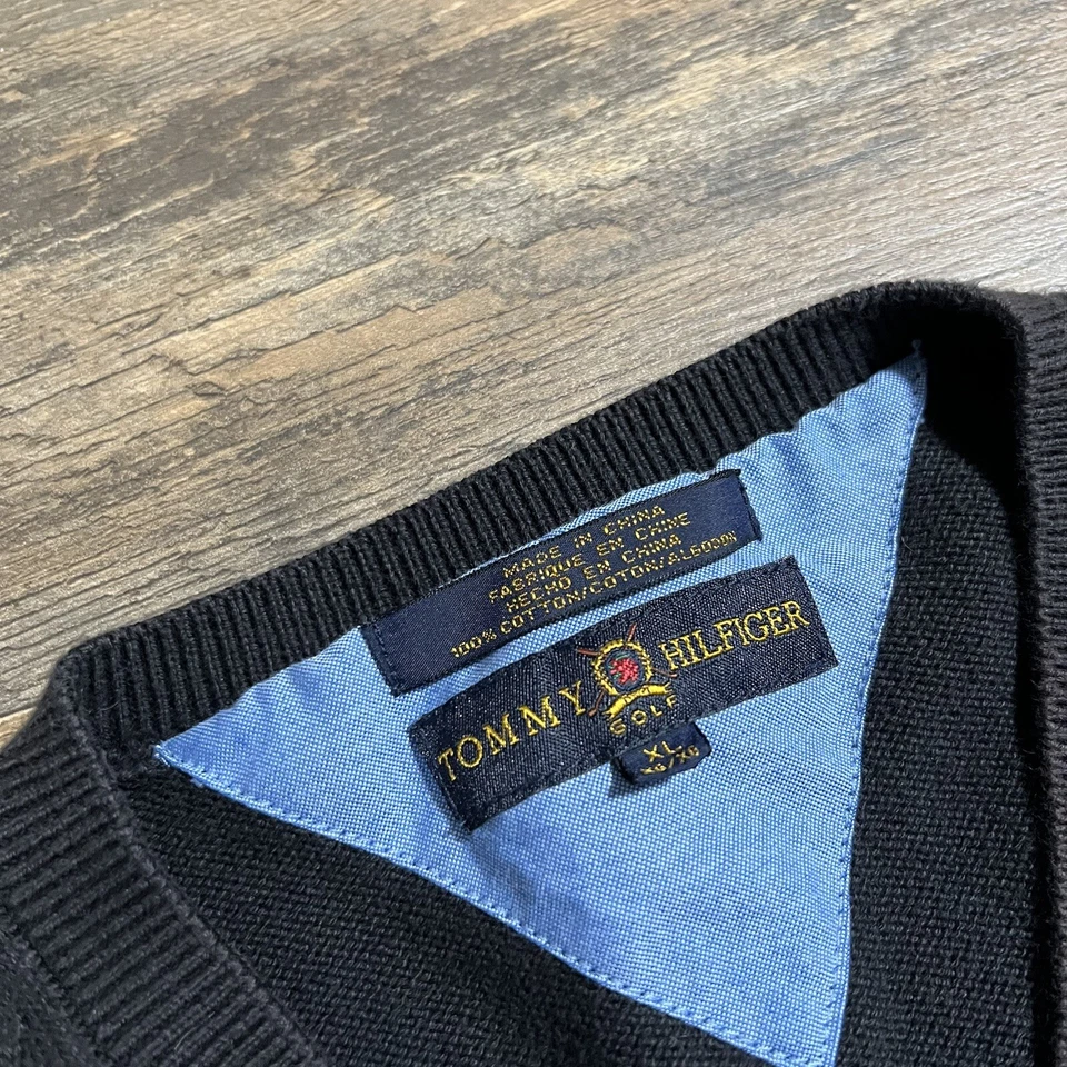 Chaleco suéter de golf Tommy Hilfiger vintage para hombre talla XL negro Foto 3 de 4