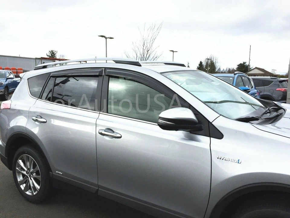 Window Visors Rain Guards Shade Deflectors Out Channel For 2013-2018 Toyota RAV4 - Image 2 of 4