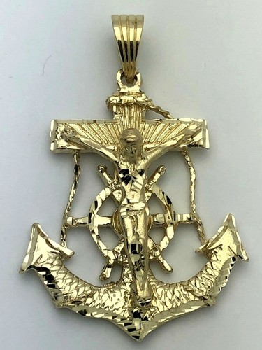 14k Yellow Gold Solid Big Anchor 