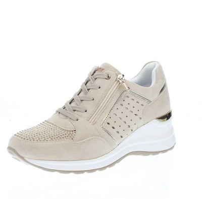 Inblu Sneaker mit Keilabsatz und Reißverschluss Platin - Damen Schuhe Sneaker Sportlich Chic