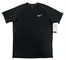 NIKE Swim Men's Dri-Fit Tech T-Shirt UPF 40 Size Medium Black NESSA586-001