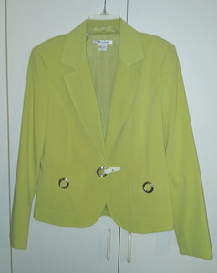 NYGARD LADIES VTG GREEN BLAZER-8-POLY/RAYON/SPAND.-WORN ONCE-LINED