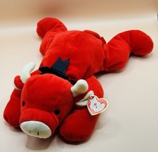 Vintage 1997 Ty Pillow Pal Red The Bull 12" Plush Beanie Baby