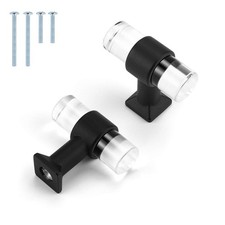 Mengico 30 Pack Black Cabinet Knobs Crystal Drawer Knobs Acrylic Lucite Drawer