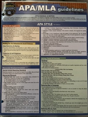 APA/MLA Guidelines A QuickStudy Laminated Reference Guide  (2020, Book, Other)