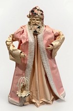 Vintage Silvestri Handmade Paper Mache Pink Santa Father Christmas Tree Topper