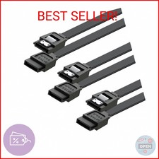 Mbiydeg SATA Cable III for SSD HDD Data, Black Red Blue 3 PCS 6Gbps Straight Ang