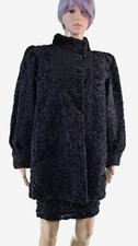 Vintage Black Curly Lamb Fur Coat Astrakhan Persian Lamb Paris Fur Jacket Size U