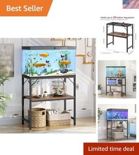 20 Gallon Fish Tank Stand, Aquarium Stand with 2-Tier Storage Shelves, Heavy ...