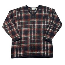 Vintage 80s V-Neck Oversized Mohair Plaid Sweater Paul Harris Womens Medium